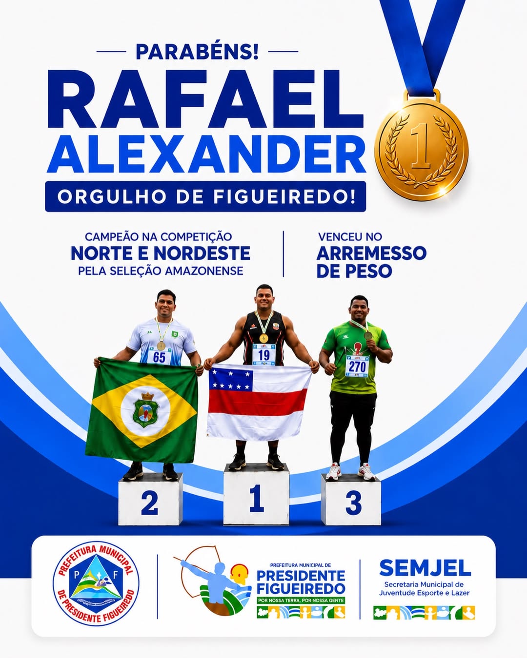Rafael Alexander leva ouro para Presidente Figueiredo no atletismo